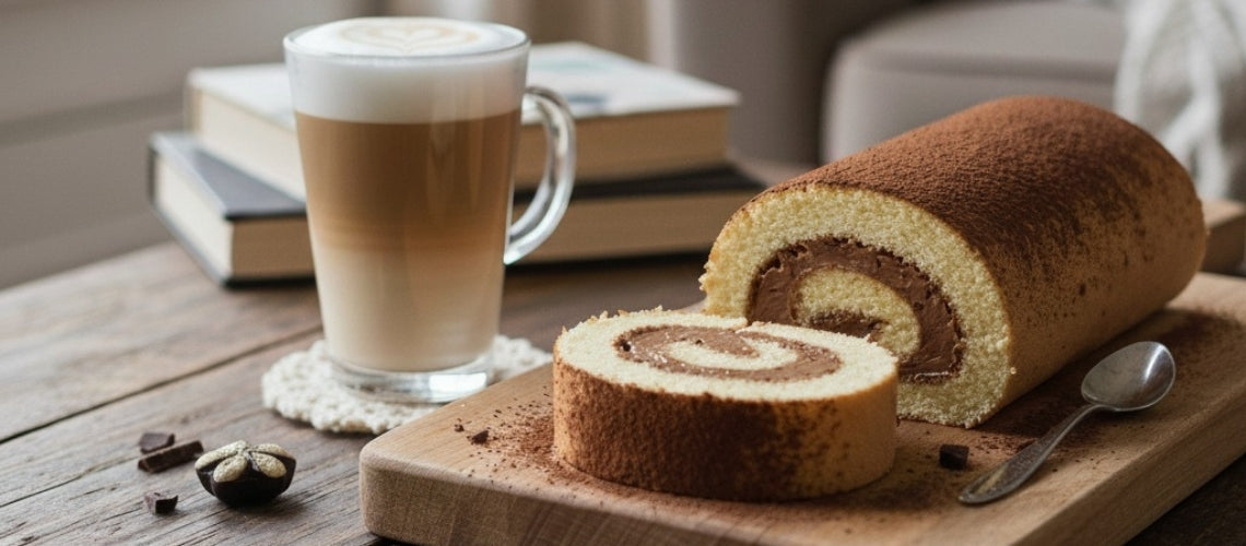 Biskuitrolle mit Schokofüllung - Tupperland